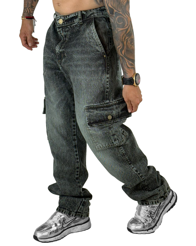 Jean Negro Verdoso Baggy Cargo Sky