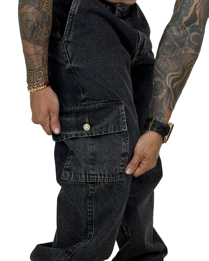 Jean Baggy Cargo Negro Sky Basico + Rotos 004/2