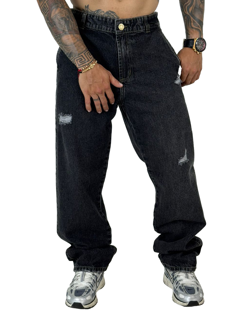 Jean Baggy Clasico Negro Sky Basico + Rotos 004