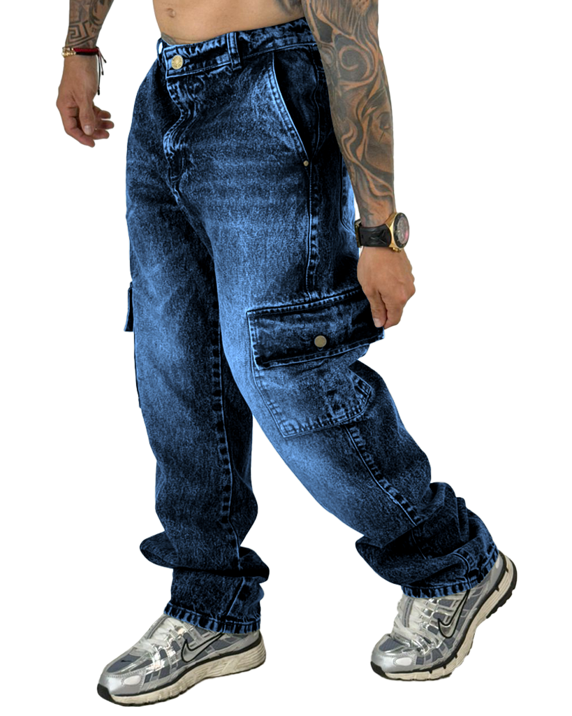 Jean Baggy Cargo Sky Azul 001/2