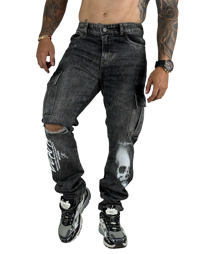 Regular Cargo Efecto Seda Stemp Roto Rodilla