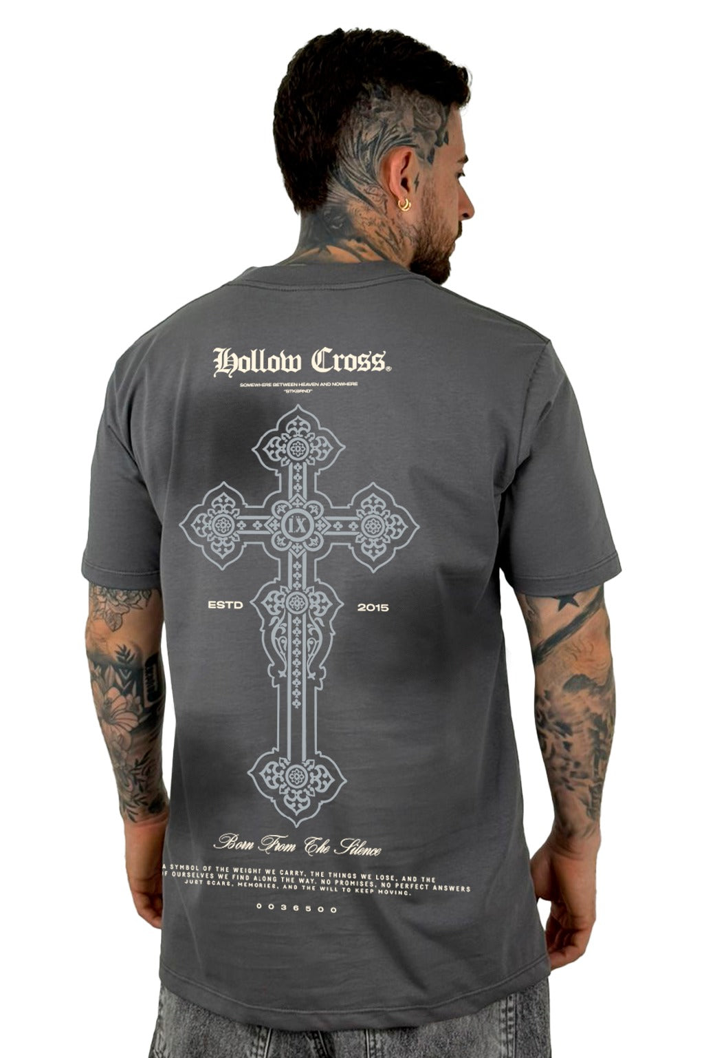 Camiseta Gris Hollow Cross Cruz Alto Gramaje