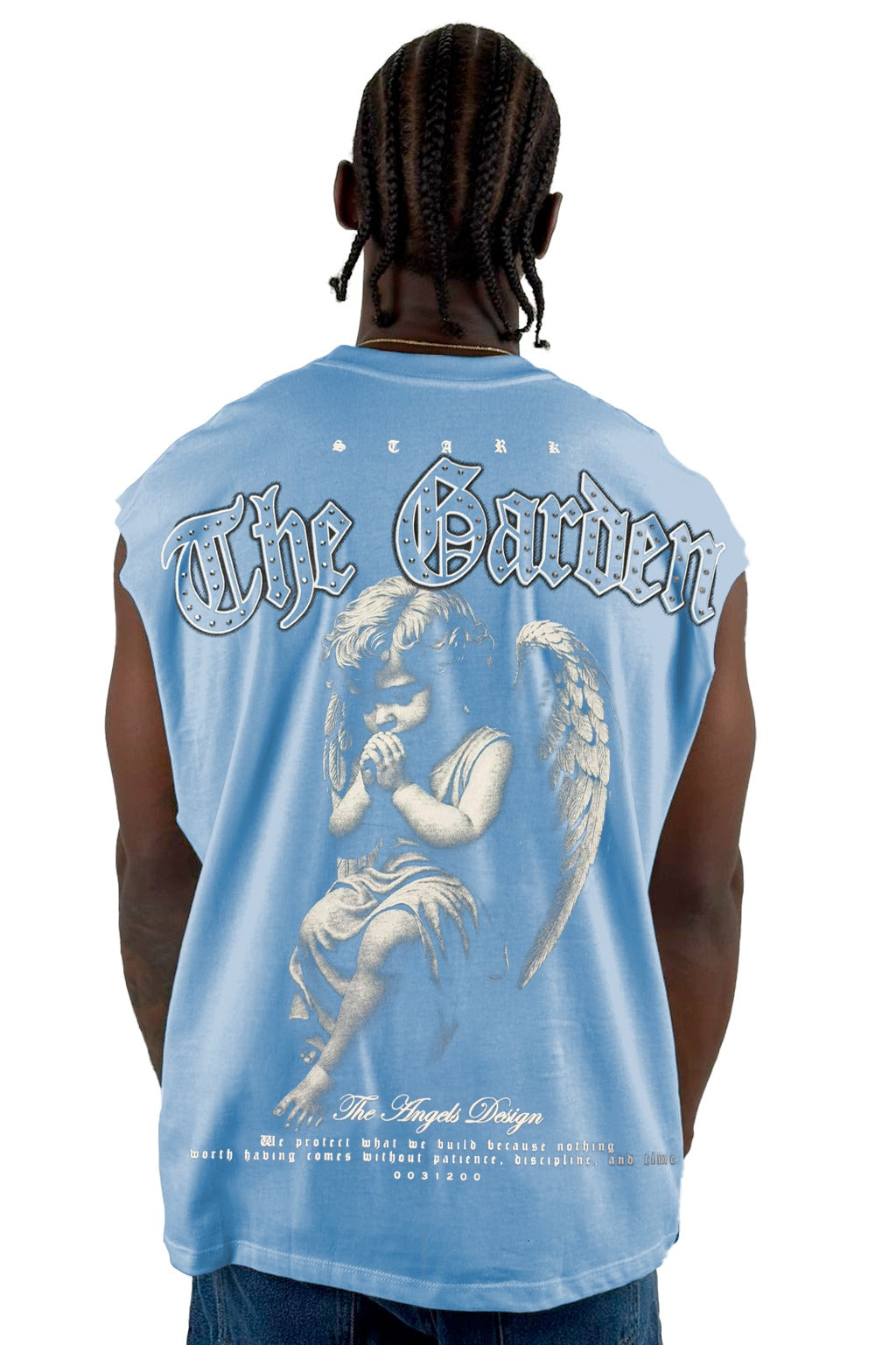 Camisilla Azul The Garden Con Pedreria Alto Gramaje