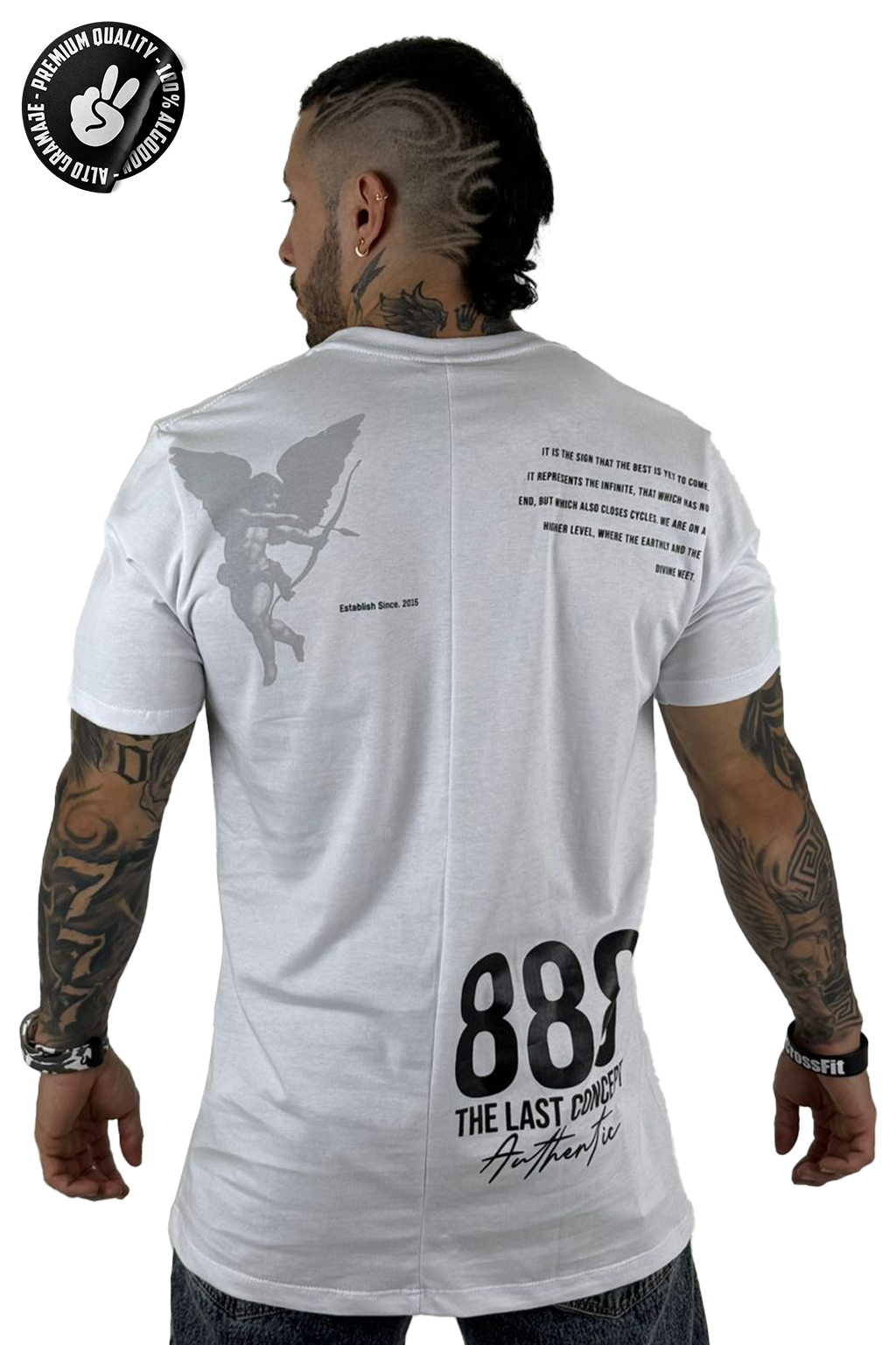 Camiseta blanca 888 angel alto gramaje