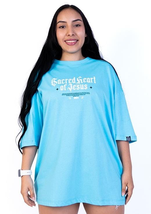 Oversize Azul Heart Of Jesus