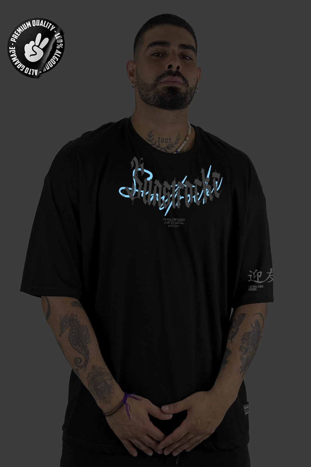 Oversize Negra Dark Power Alto Gramaje luminusense