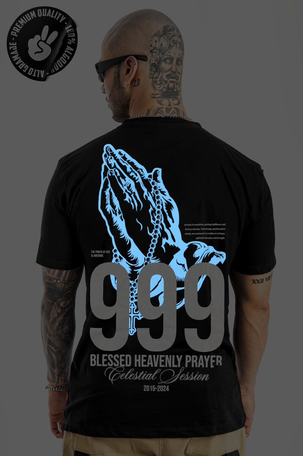 Camiseta negra Blessed 999 Alto Gramaje