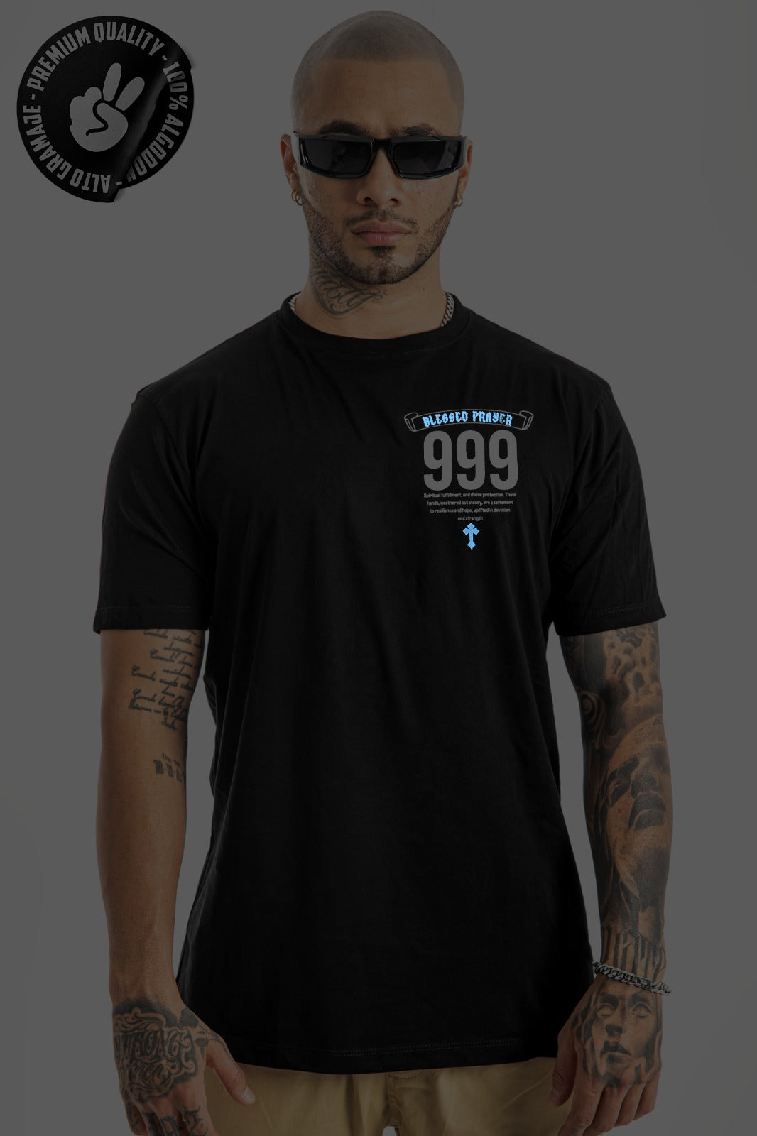 Camiseta negra Blessed 999 Alto Gramaje