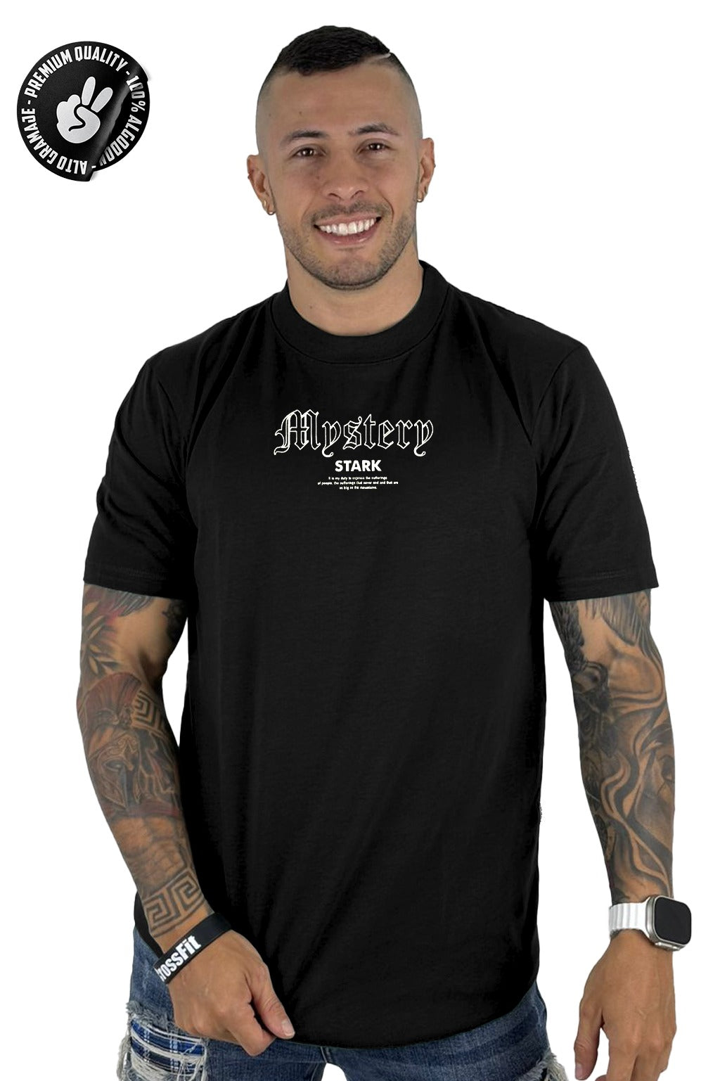 Camiseta negra restoration alto gramaje