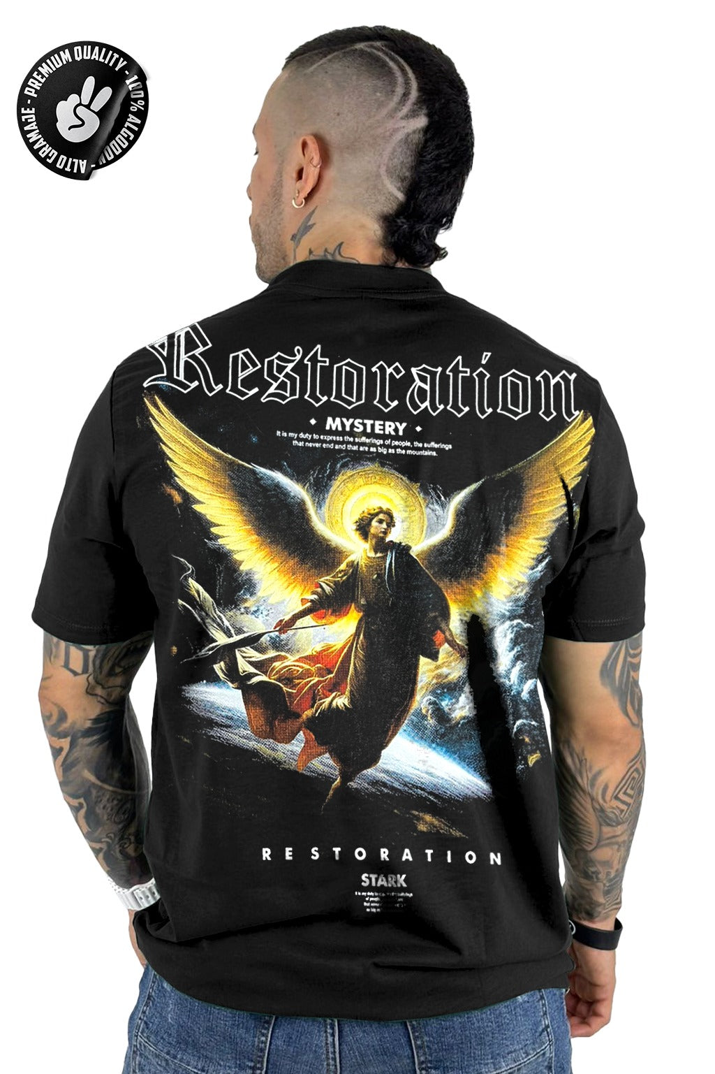 Camiseta negra restoration alto gramaje