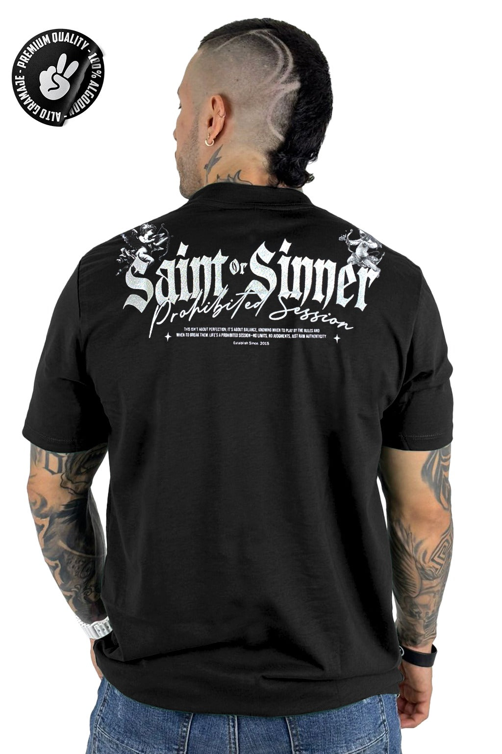 Camiseta negra Saint Sinner Alto Gramaje