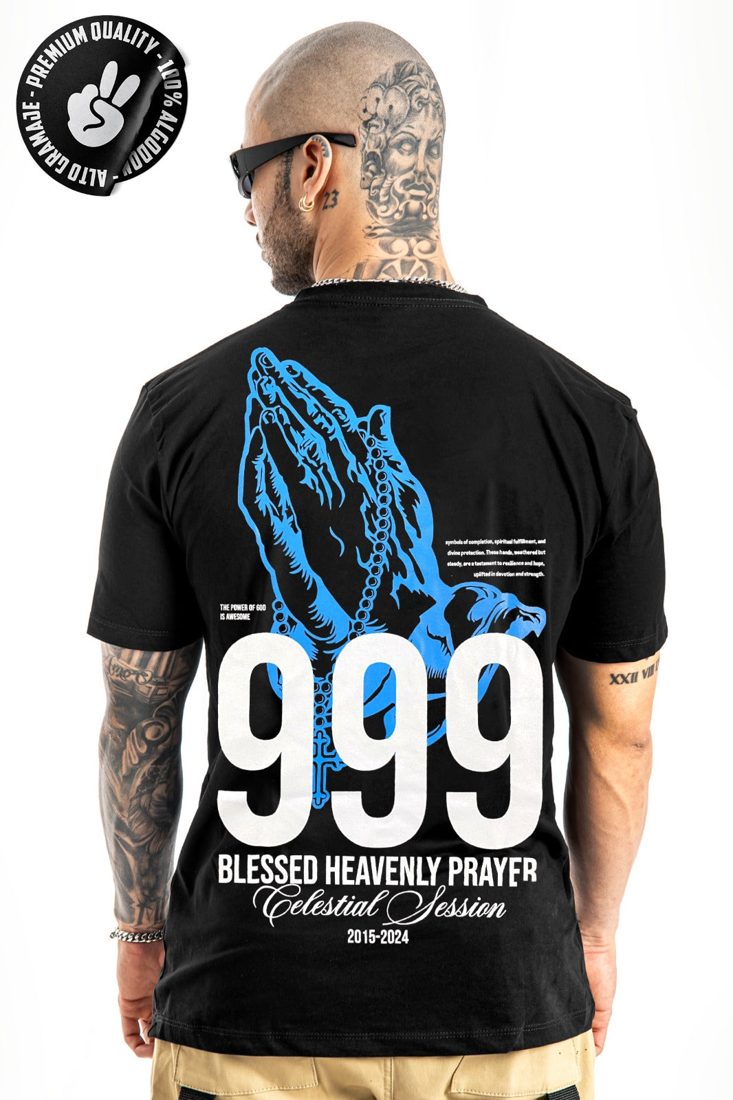 Camiseta negra Blessed 999 Alto Gramaje