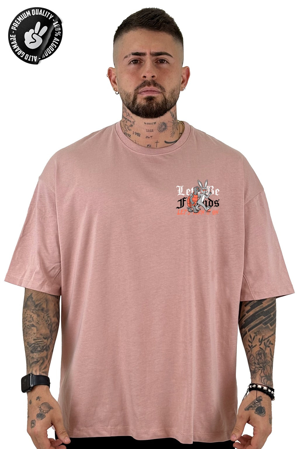 Oversize alto gramaje rosado lets be friends