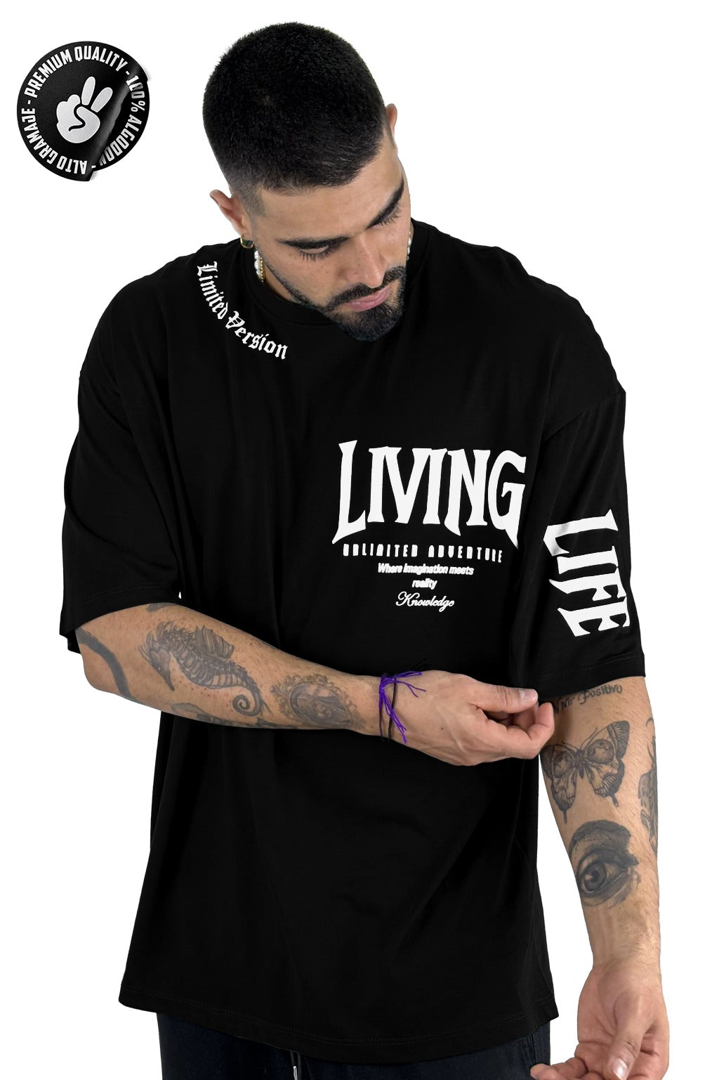 Oversize Negra Alto Gramaje Living Life