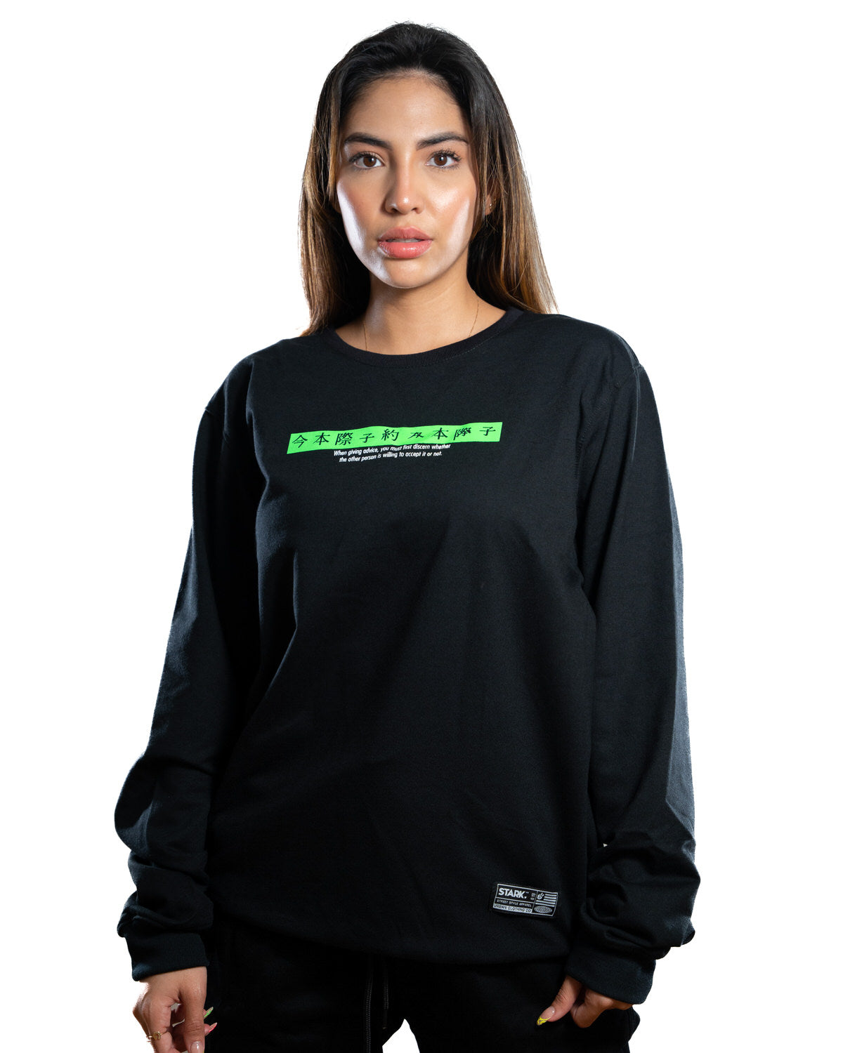 Buzo negro x neon letra china