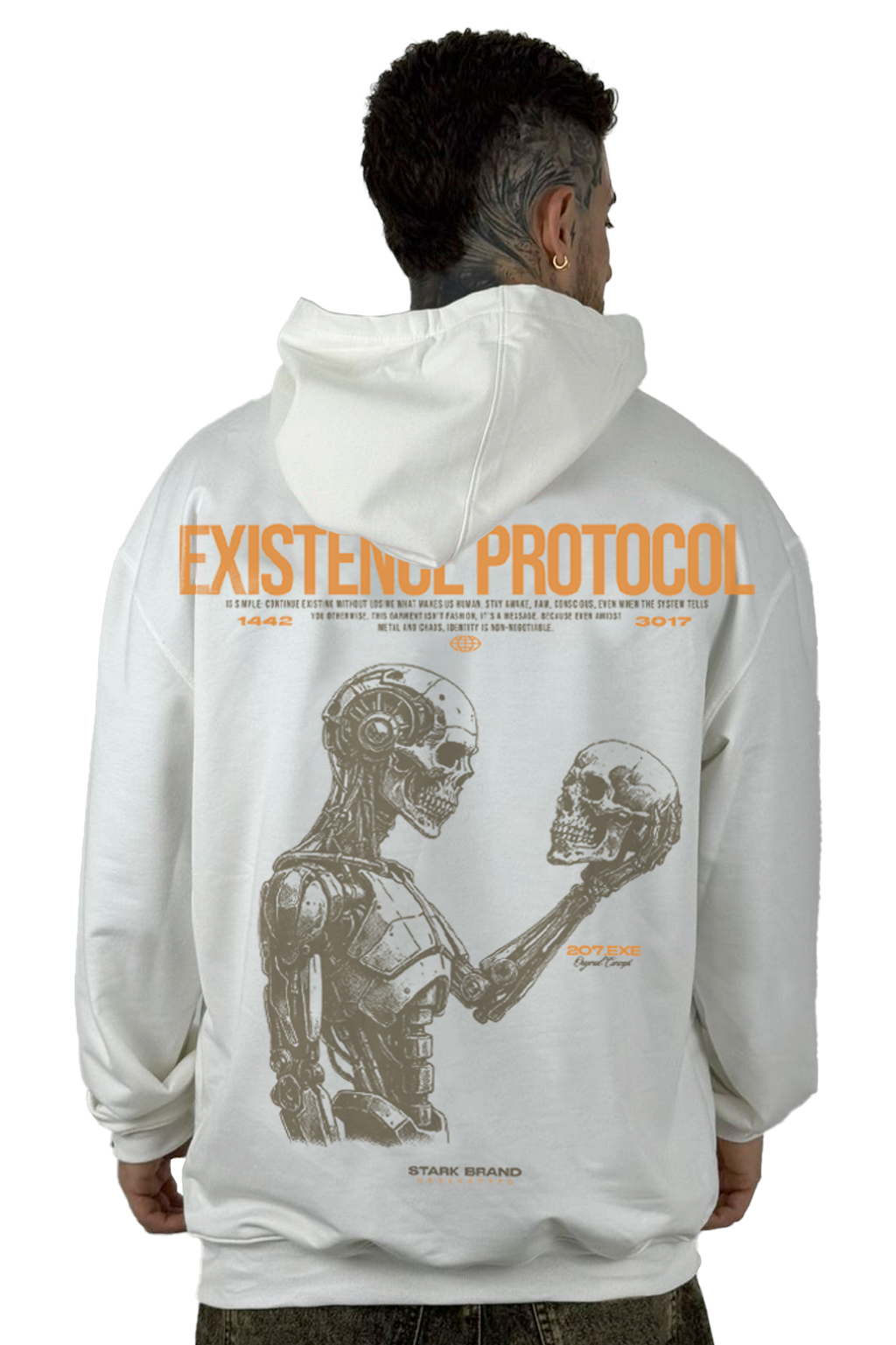 Buzo Capucha Blanco Existence Protocol