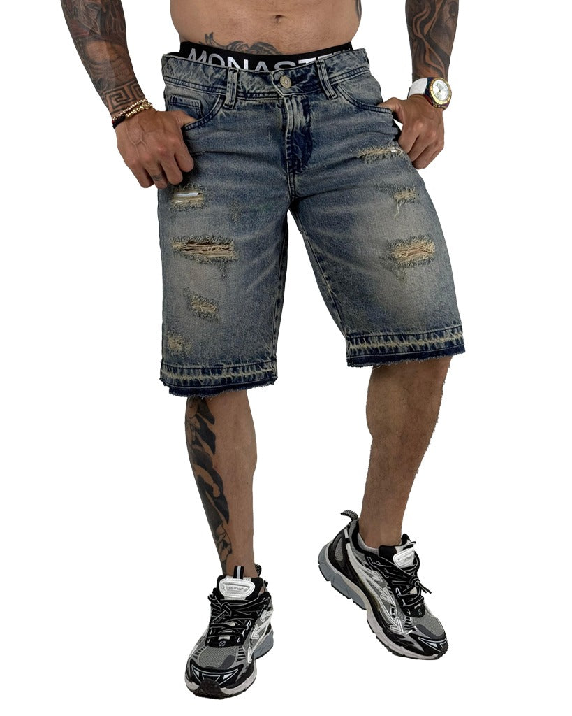 Bermuda jean Azul Rotos