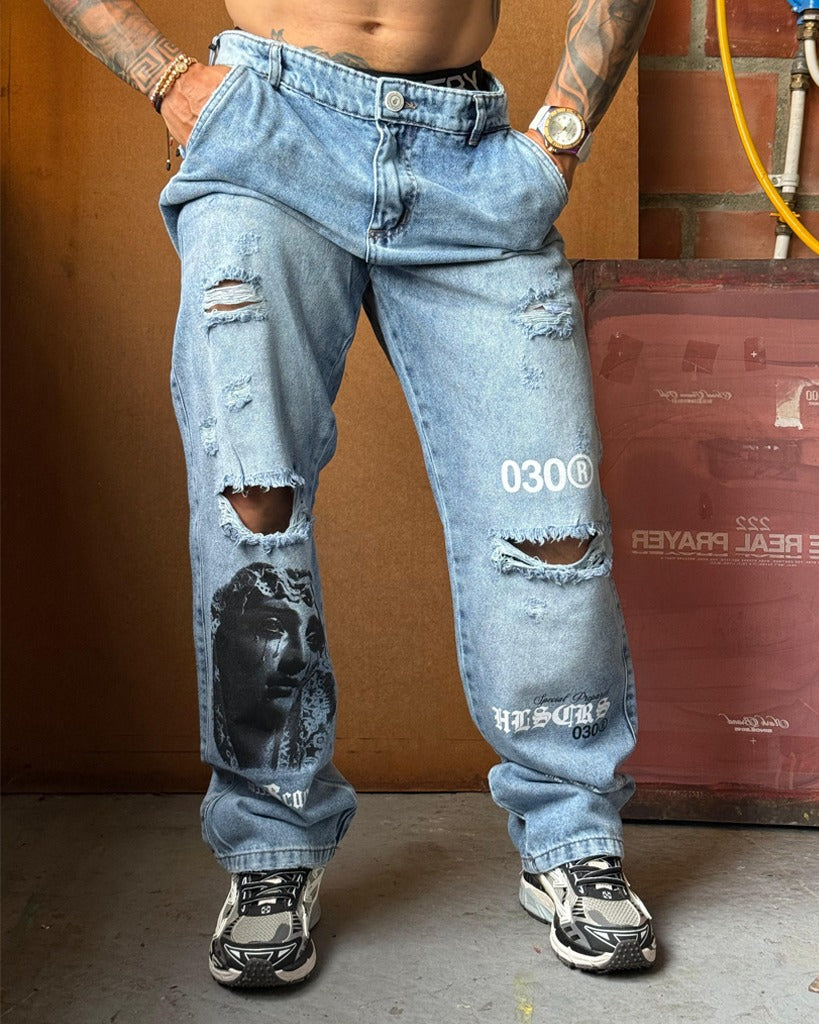 Jean Baggy azul Clasico Stamp -030 Virgen