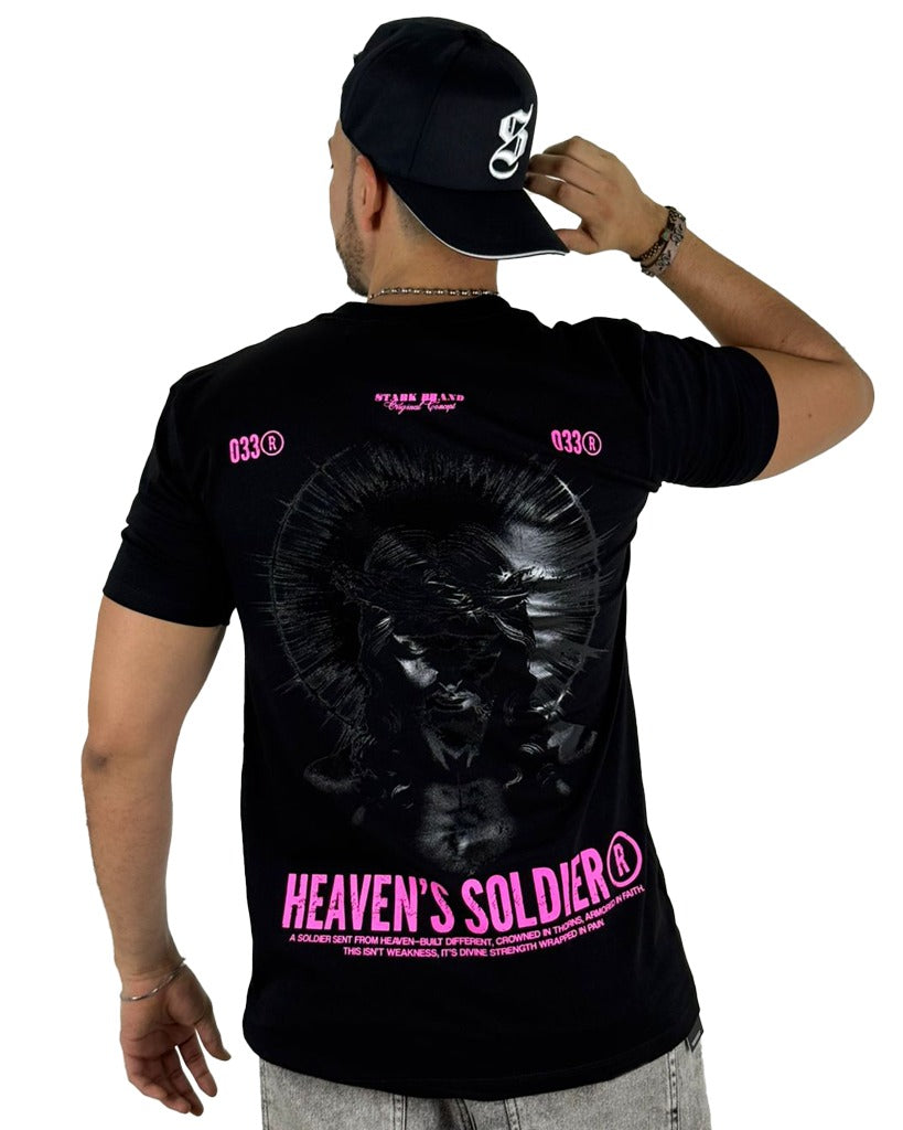 Camiseta Negra Heaven Soldier Alto Gramaje