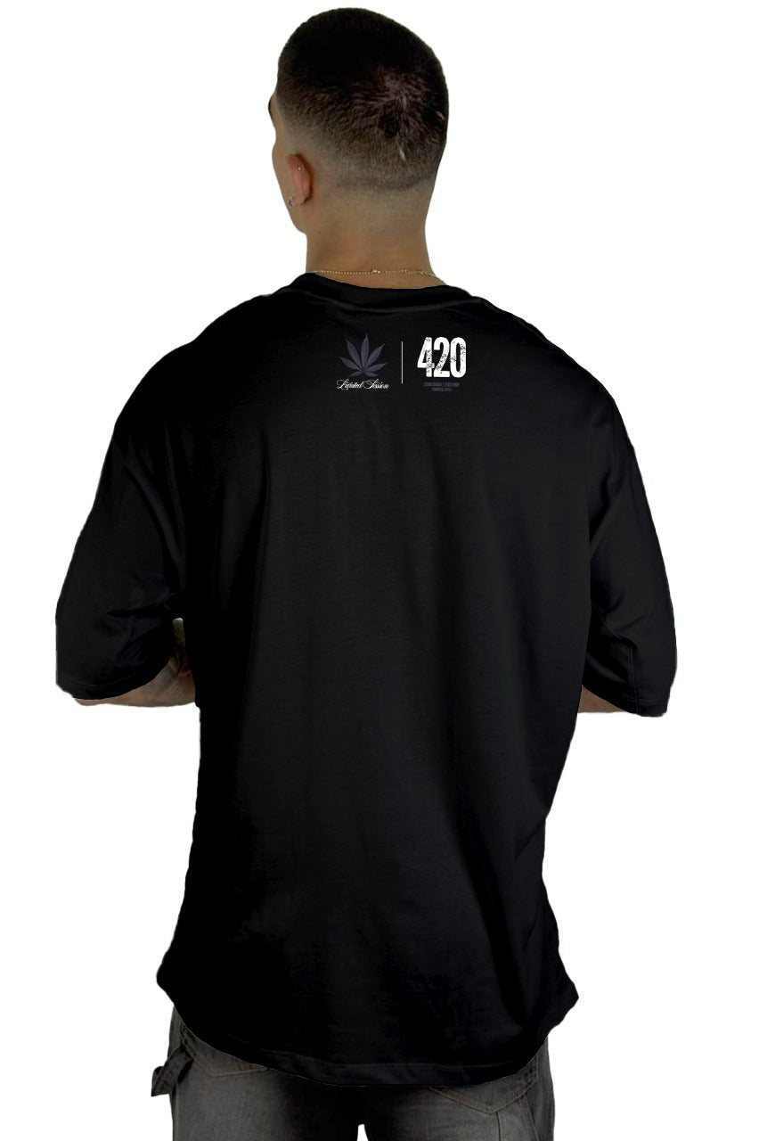 Oversize Negra Tropical Alto Gramaje