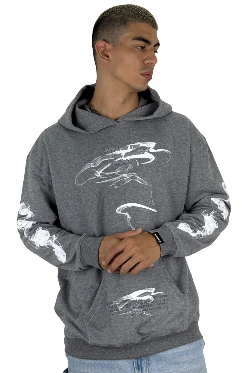 Buzo Capucha Gris Breathe the future