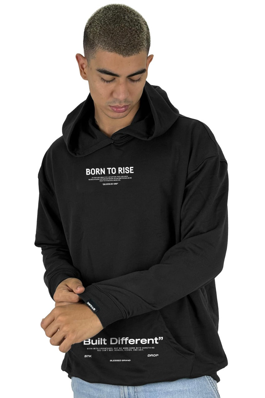 Buzo Capucha Negro born to rise