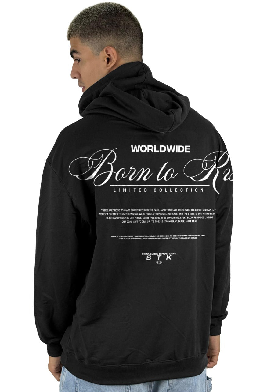 Buzo Capucha Negro born to rise