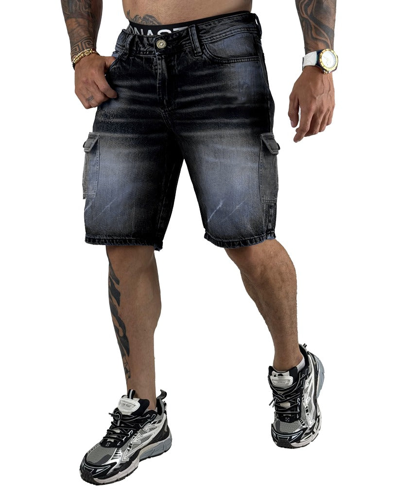 Bermuda Cargo Negro Big Samblast Blanco 0015-3