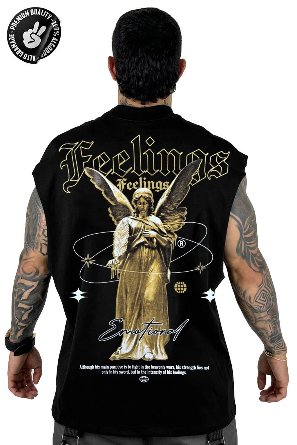 Camisilla Negra Feelings Alto Gramaje