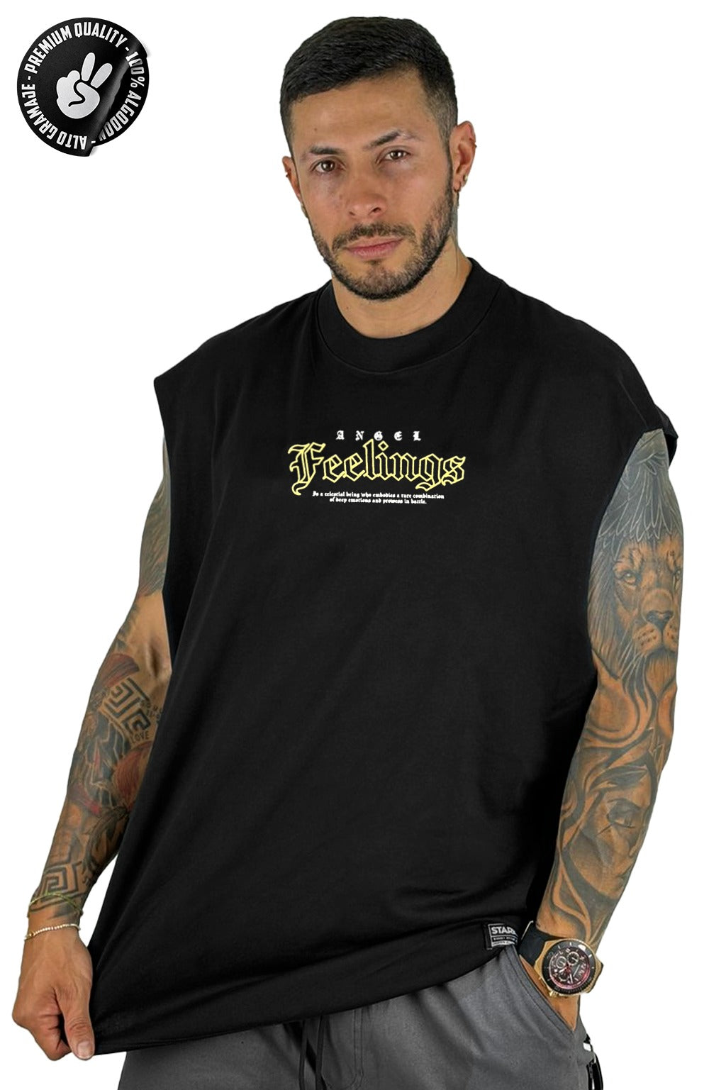 Camisilla Negra Feelings Alto Gramaje