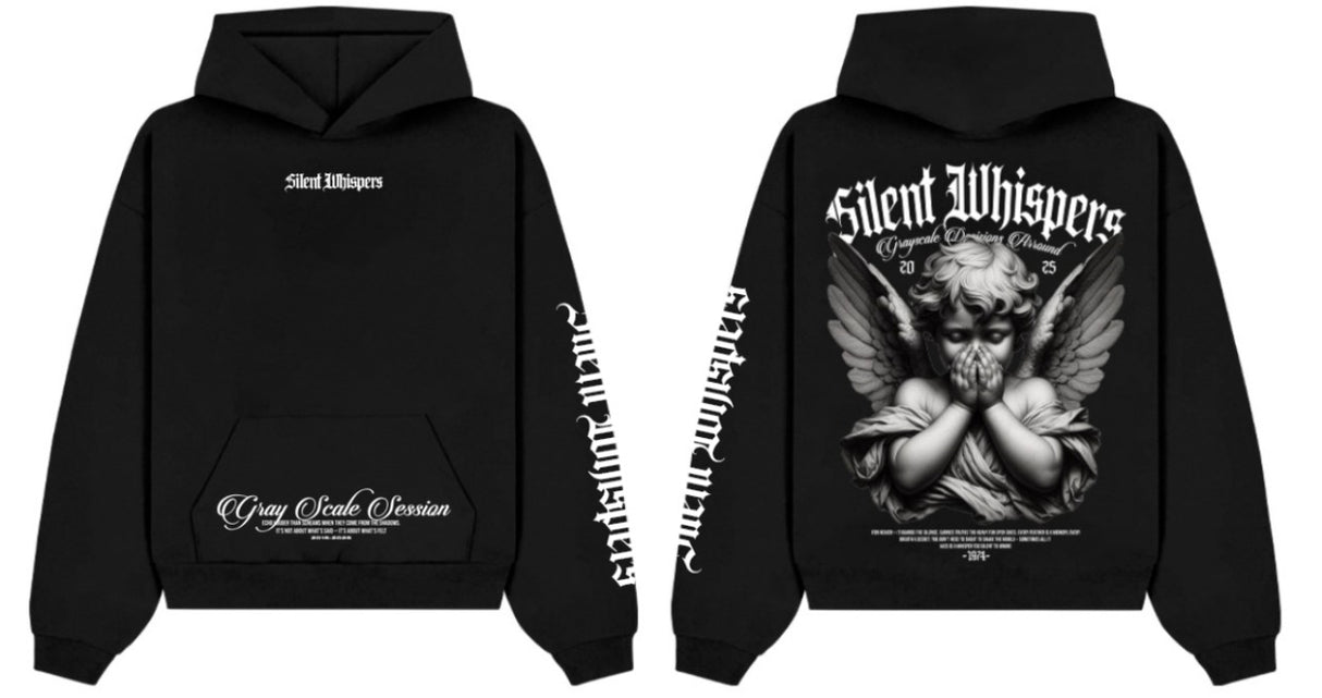 Buzo Negro capucha Silent Whispers