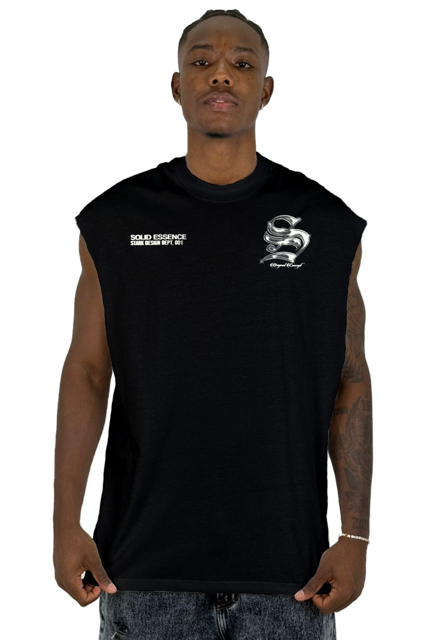 Camisilla Negra Solid Essence Alto Gramaje