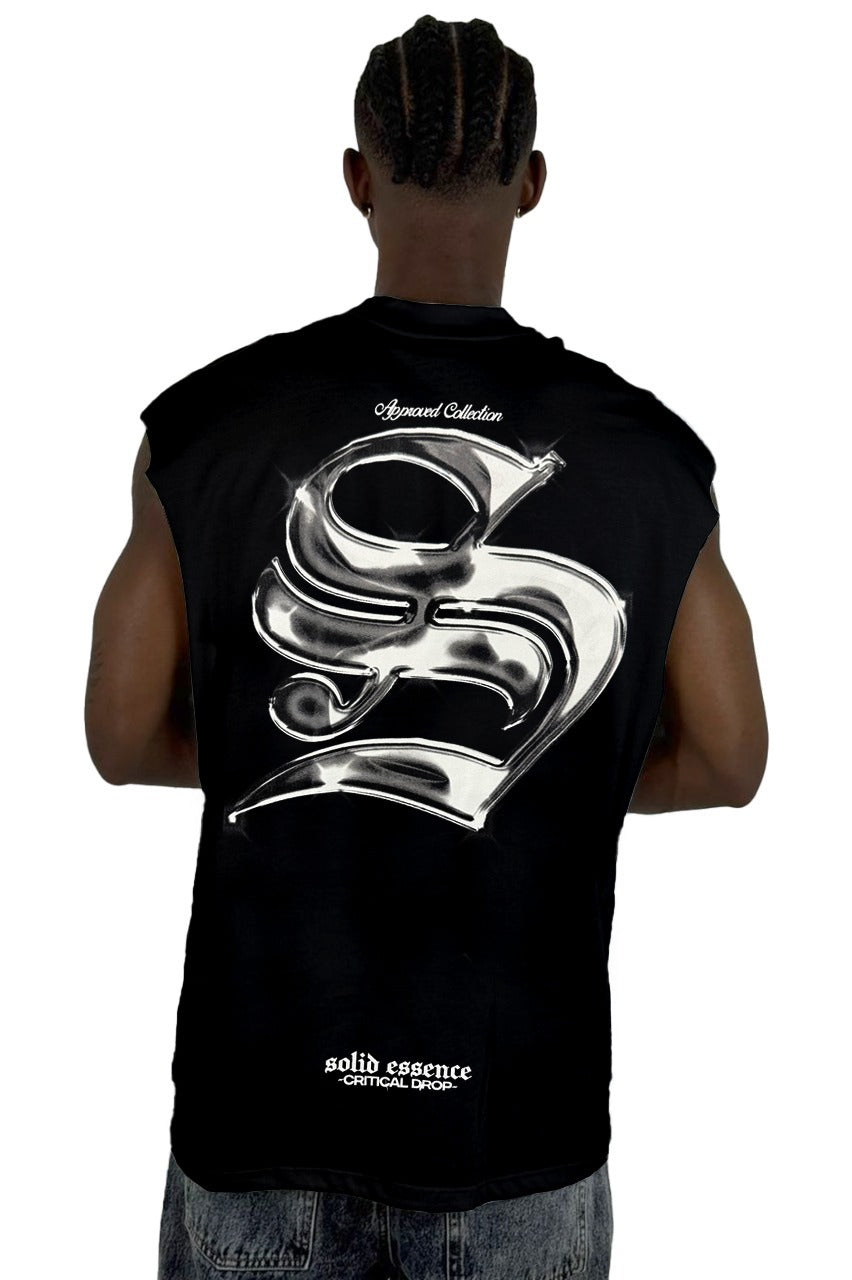 Camisilla Negra Solid Essence Alto Gramaje