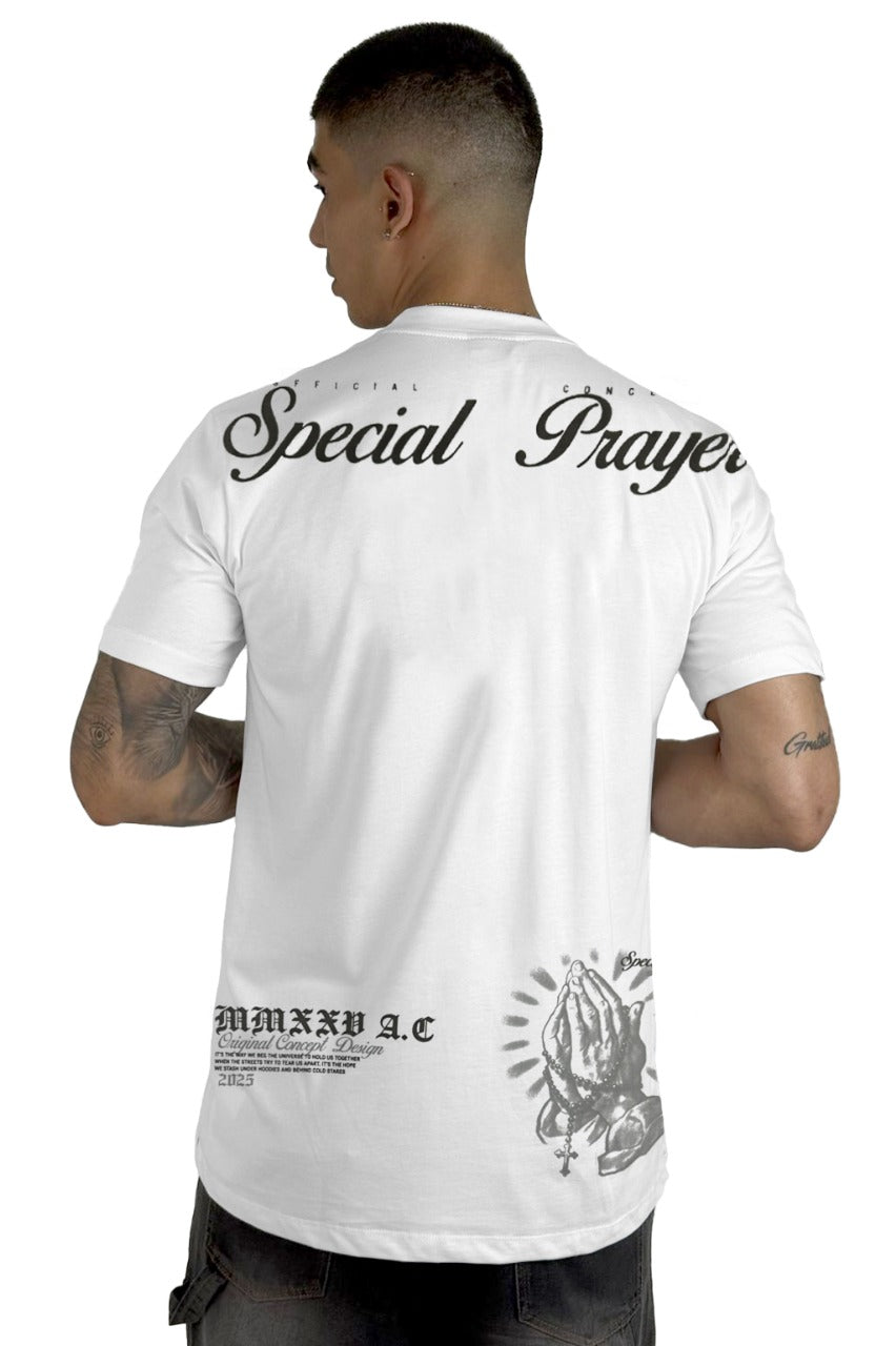 Camiseta Blanca Special Prayer Alto Gramaje