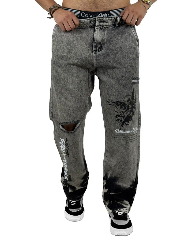 Jean Baggy Gris Clasico Res-Bot Angel