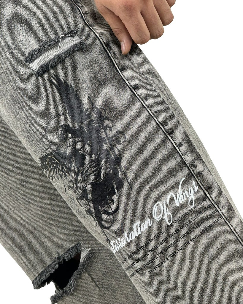 Jean Baggy Gris Clasico Res-Bot Angel
