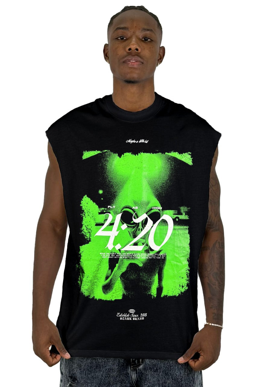 Camisilla Negra 4:20 Alien Alto Gramaje