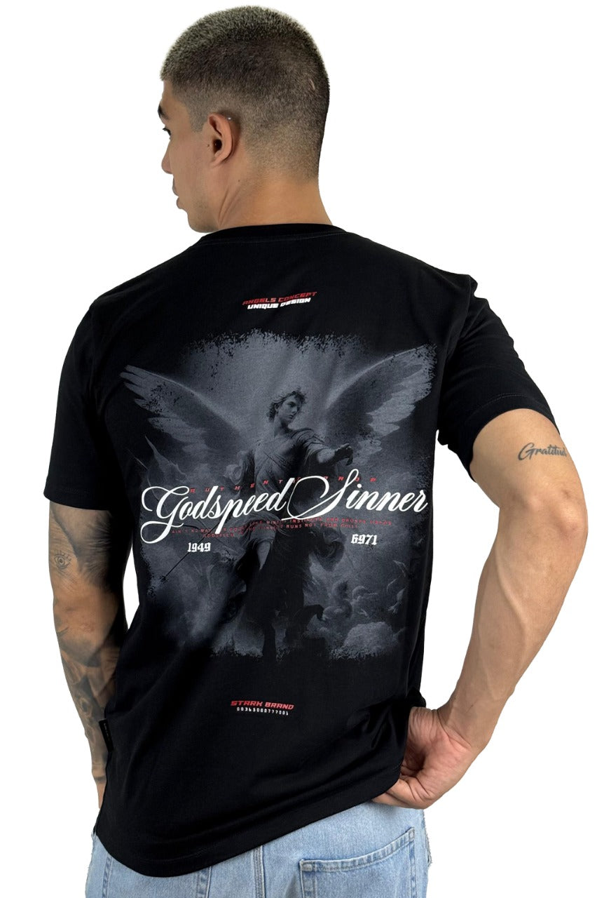Camiseta Negra godspeed Sinner Alto Gramaje