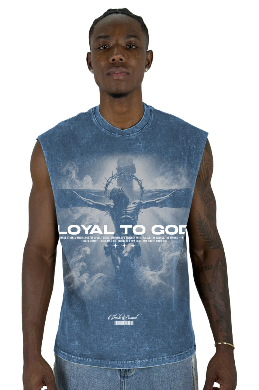 Camisilla Alto Gramaje Sky Azul Loyal To God