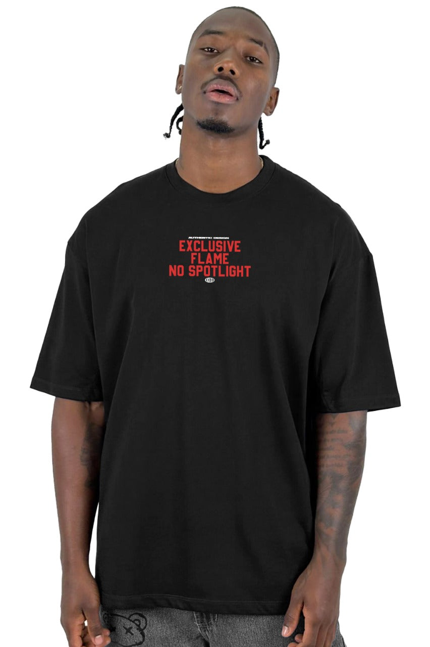 Oversize Negra Exclusive Flame No Spotlight Alto Gramaje