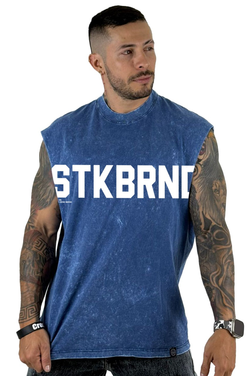 Camisilla Alto Gramaje Sky Azul STKBRND Blanco