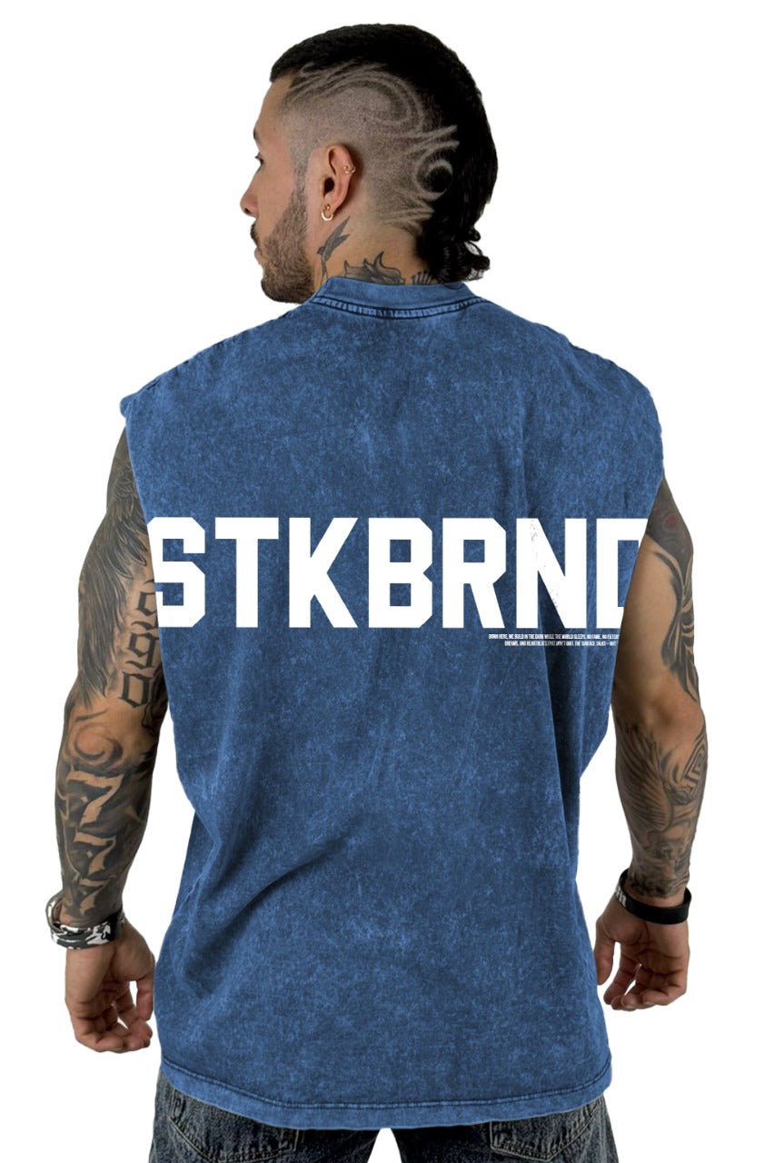 Camisilla Alto Gramaje Sky Azul STKBRND Blanco