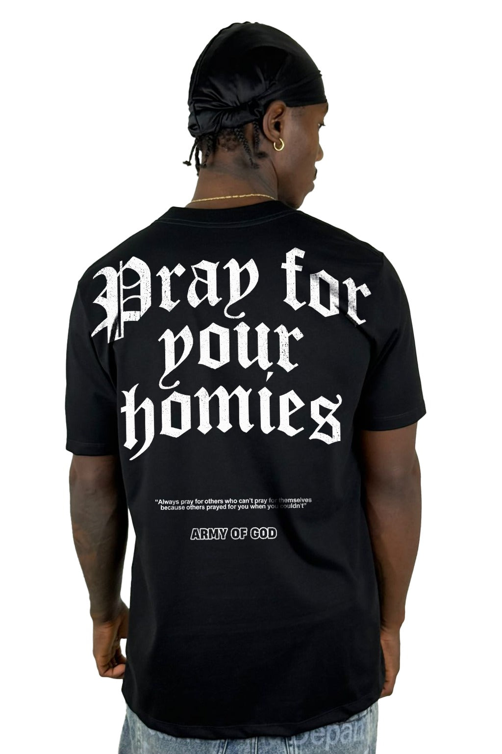 Camiseta Negra Pray For Your Homies Alto Gramaje