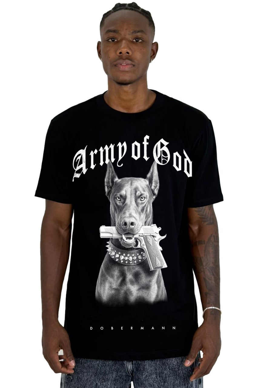 Camiseta Negra Army Of God Alto Gramaje