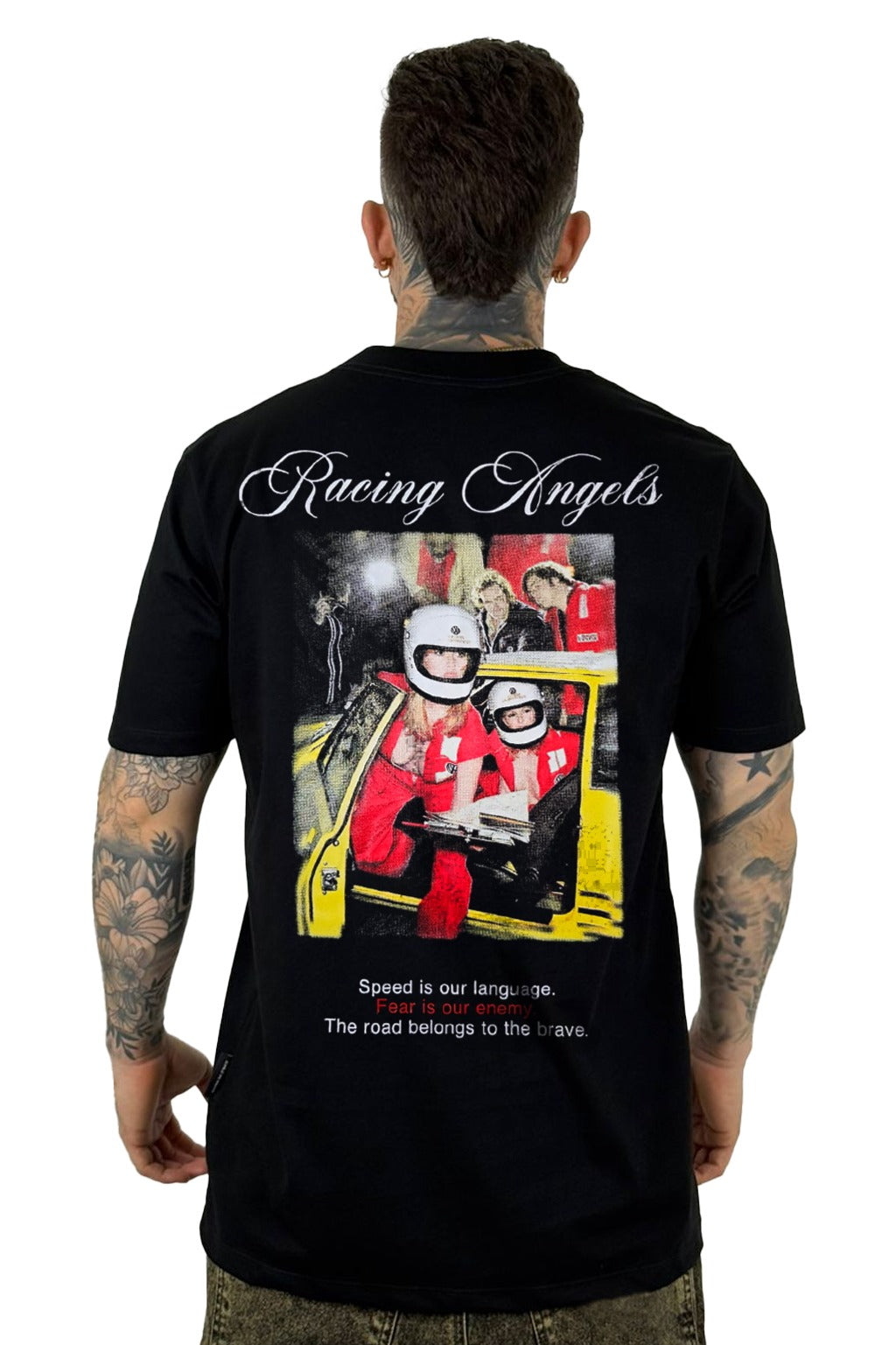Camiseta Negra Racing Angels Alto Gramaje