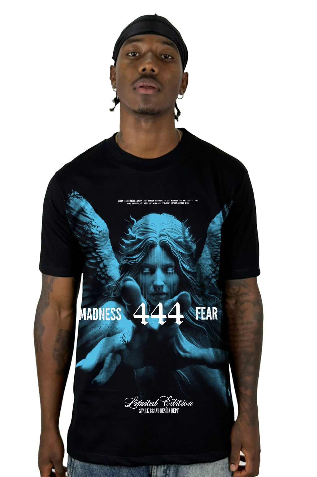 Camiseta Negra Madness Fear 444 Alto Gramaje