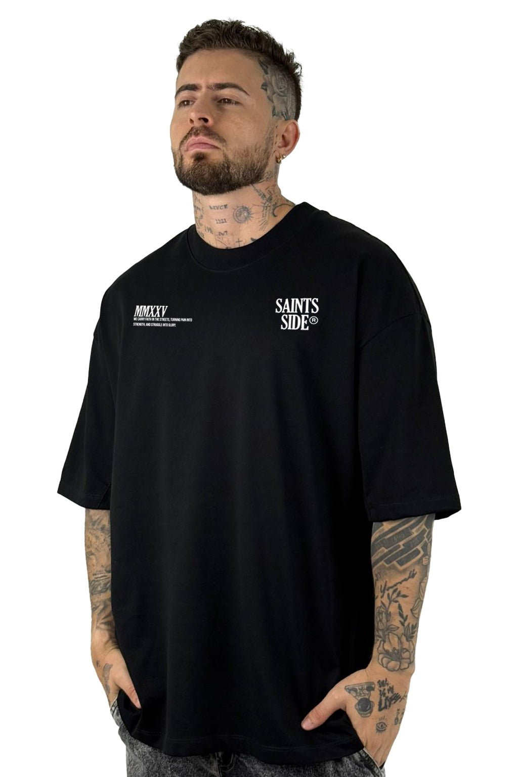 Oversize Negra Saints Side Alto Gramaje