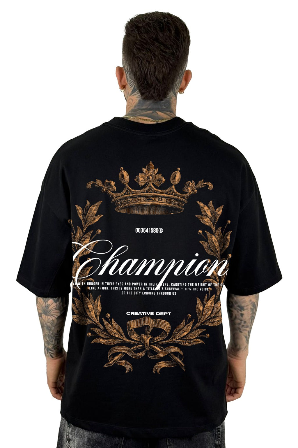 Oversize Negra Champion Alto Gramaje