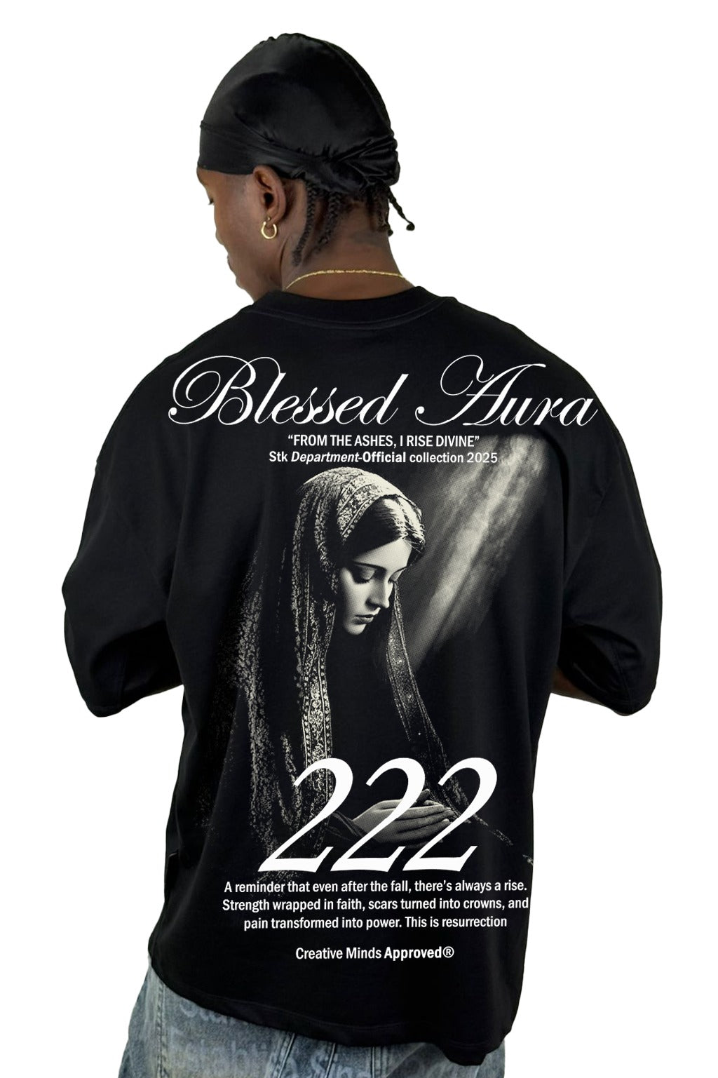 Oversize Negra Blessed Aura 222 Alto Gramaje