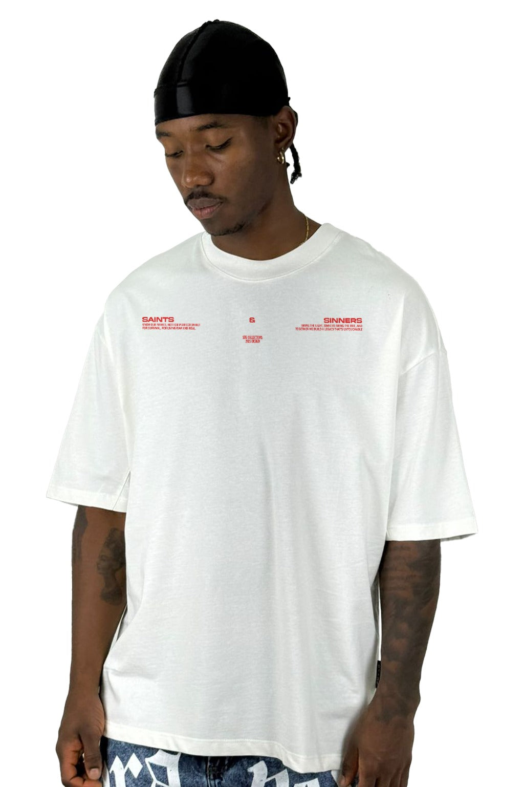 Oversize Color Crudo Saints y Sinners Cruz Alto Gramaje